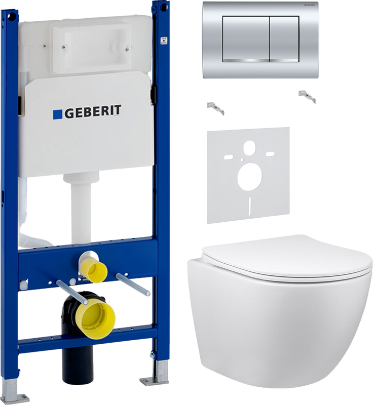 Комплект 3 в 1 Унитаз подвесной Vincea Globo VT1-14 + Звукоизоляция Geberit 156.050.00.1 + Инсталляция с кнопкой Duofix Delta 458.163.21.1