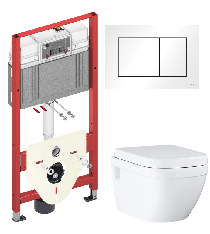 Комплект 2 в 1 Унитаз подвесной Grohe Euro Ceramic 39703000 + Инсталляция с кнопкой TECE Base 9400413