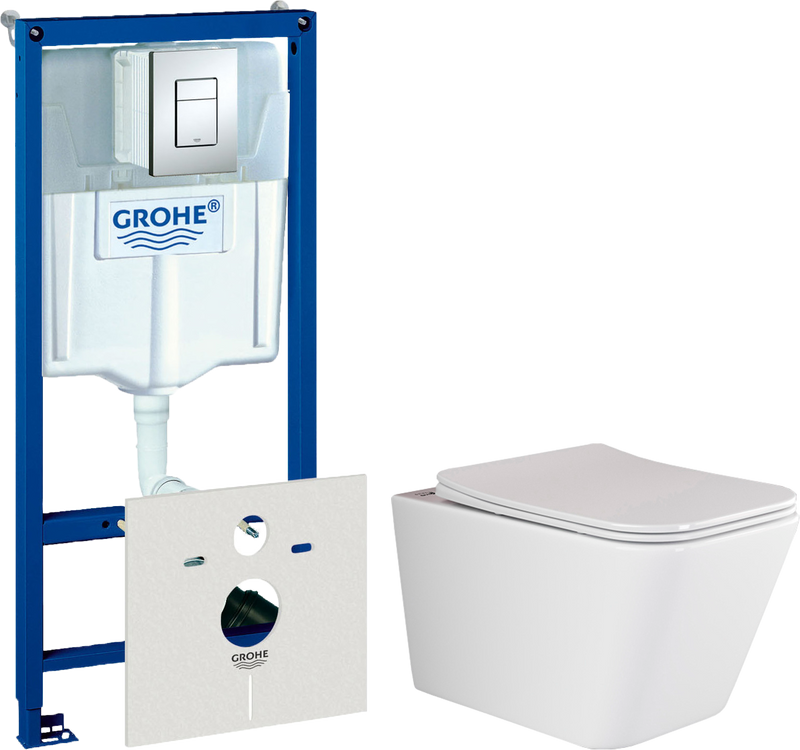 Комплект  Унитаз подвесной Ceramicanova Metric Rimless CN3007 с микролифтом, безободковый + Система инсталляции для унитазов Grohe Rapid SL 38772001,