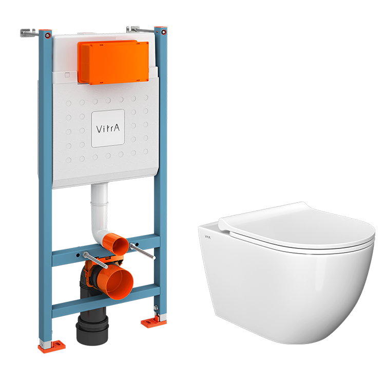 Комплект 3 в 1 VitrA 9873B003-7205 Унитаз подвесной безободковый, с микролифтом + Система инсталляции