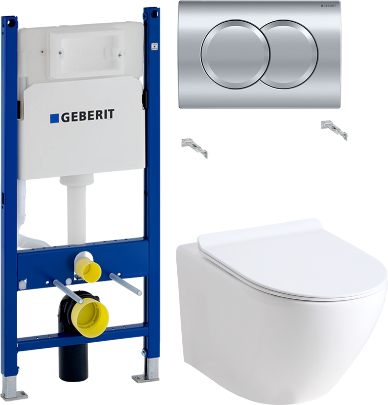 Комплект 2 в 1 Унитаз подвесной Orange C07 C07-100W + Инсталляция с кнопкой Geberit Duofix Delta 458.149.21.1