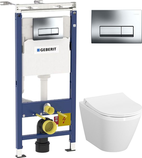 Комплект 2 в 1 Унитаз подвесной VitrA Integra 7040B003-0075 + Инсталляция с кнопкой Geberit Duofix Платтенбау 458.125.21.1