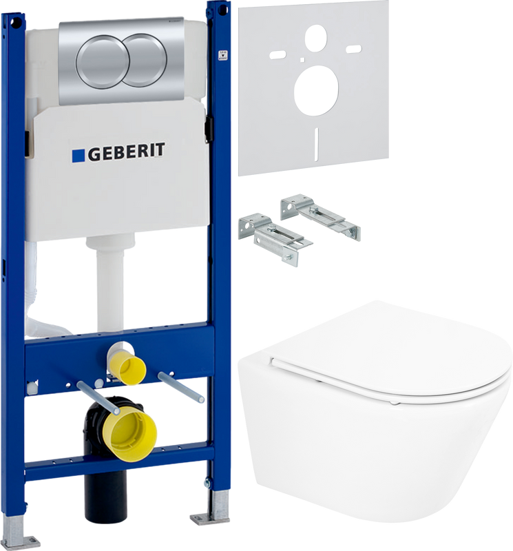 Комплект 3 в 1 Унитаз подвесной BelBagno Tre BB8001CHR/SC + Инсталляция с кнопкой Geberit Duofix Delta 458.149.21.1 + Звукоизоляция 156.050.00.1