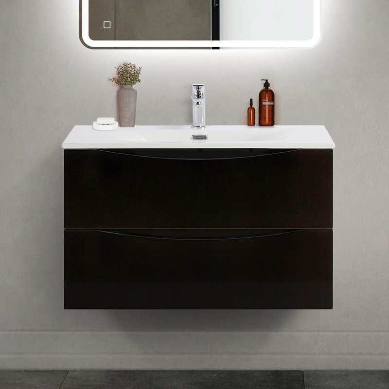 Тумба под раковину без столешницы BelBagno Marino-cer-mini 80 подвесная, nero lucido
