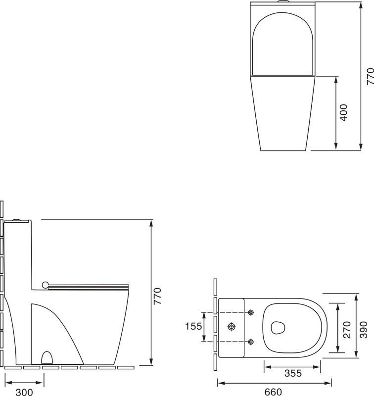 Унитаз-моноблок напольный SantiLine SL-5012SM-BD
