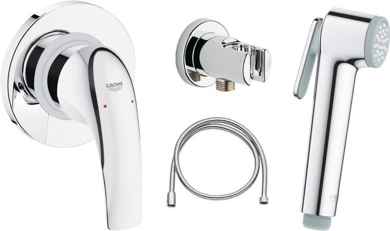 Гигиенический душ Grohe BauCurve 123072, со смесителем, С ВНУТРЕННЕЙ ЧАСТЬЮ