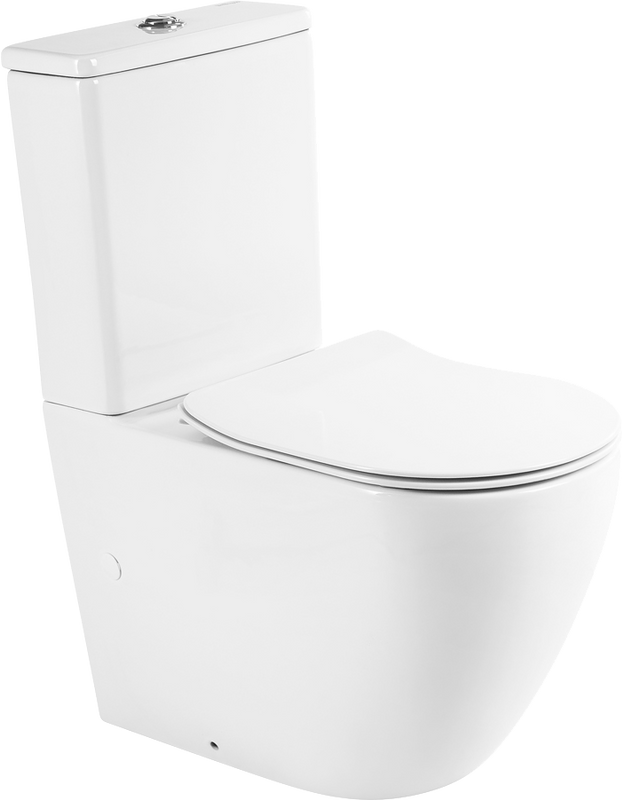 Унитаз-компакт напольный BelBagno Sfera-r BB2141CPR BB2034SC с микролифтом, безободковый, глянцевый белый