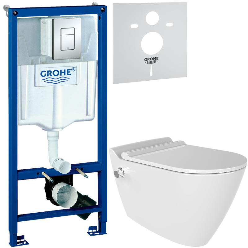 Комплект 3 в 1 Унитаз подвесной Bien Mineral MNKA052N1VE0W5000 + Инсталляция с кнопкой Grohe Rapid SL 38772001 + Звукоизоляция 37131000