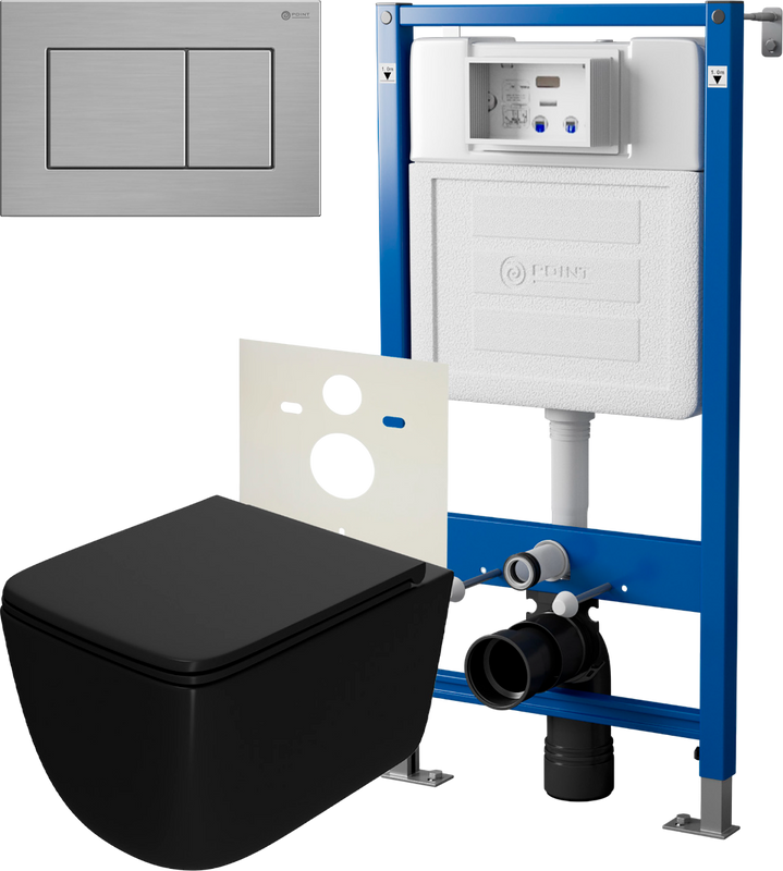 Комплект 3 в 1 Унитаз подвесной Point Меркурий PN41831BM + Инсталляция PN45120 + Кнопка Ника PN44081SB