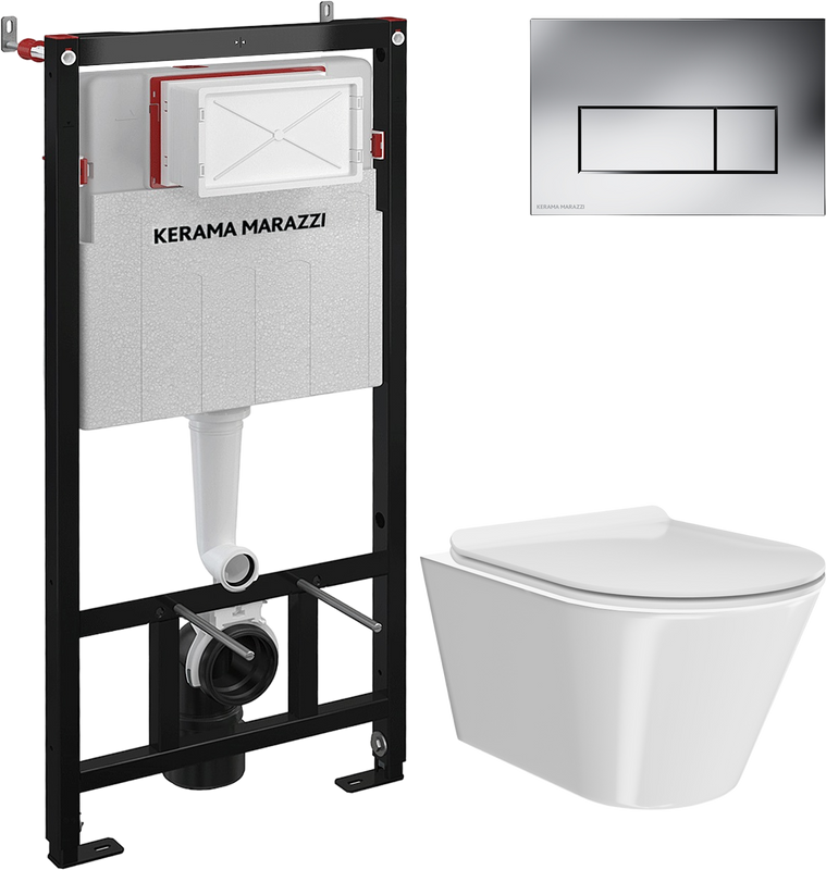 Комплект 3 в 1 Унитаз подвесной KERAMA MARAZZI Plaza Modern PLMR.wc.02 + Инсталляция INST.A.WC + Кнопка FPS.A.CR