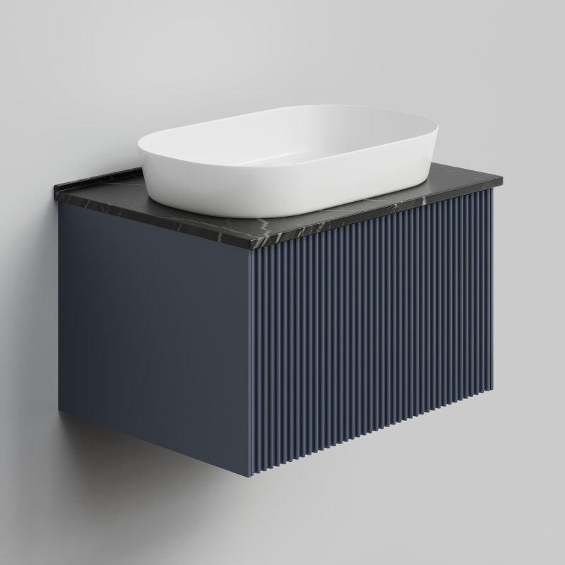 Тумба под раковину со столешницей La Fenice Terra 60 подвесная, blu grigio, столешница черный мрамор