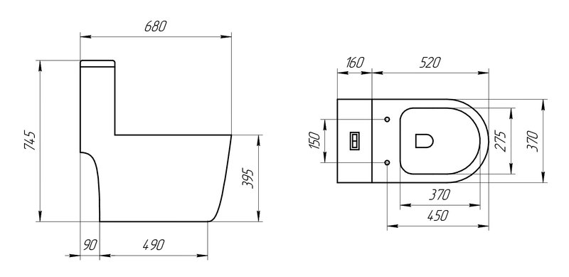 Унитаз-моноблок напольный EvaGold T1088