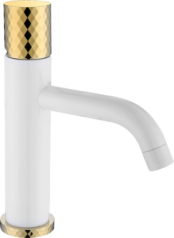 Смеситель для раковины Boheme Stick 121-WG, white diamond gold