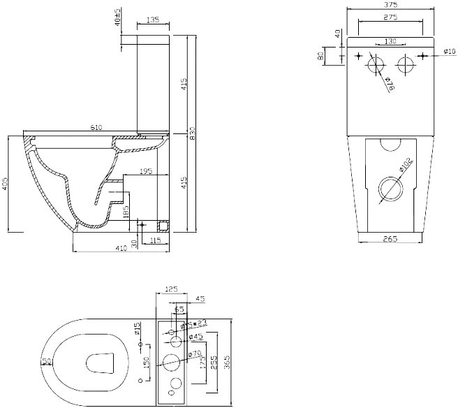 Унитаз-компакт напольный Cezares Stylus CZR-152-CPR/CZR-GN-SC