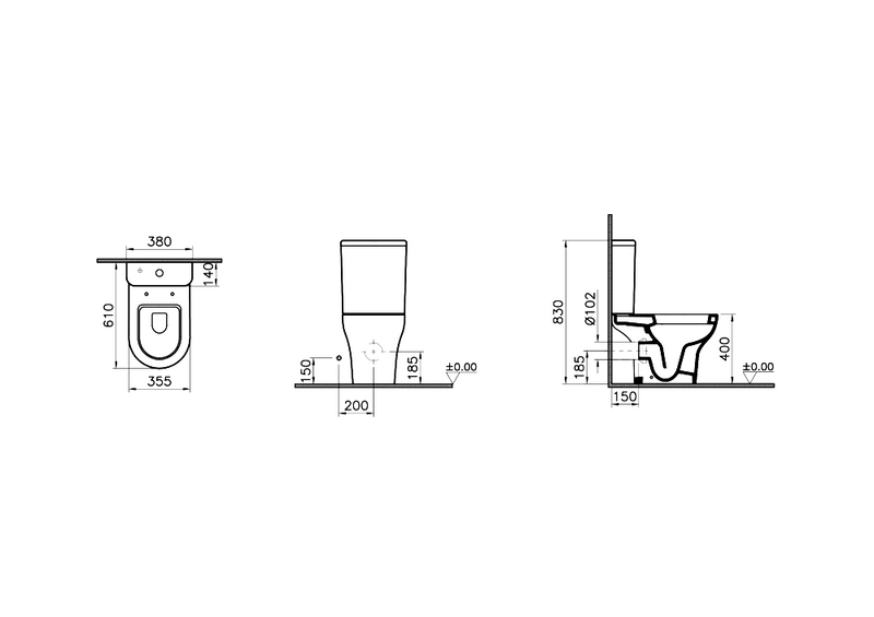 Унитаз-компакт напольный VitrA Zentrum 9012B003-7209 белый