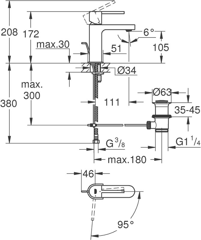 Смеситель для раковины Grohe Plus