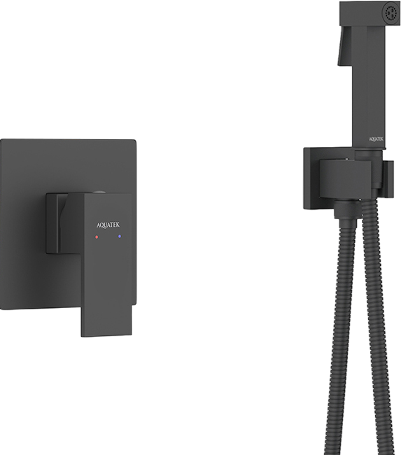 Гигиенический душ AQUATEK Либра AQ1619MB, со смесителем, С ВНУТРЕННЕЙ ЧАСТЬЮ, матовый черный