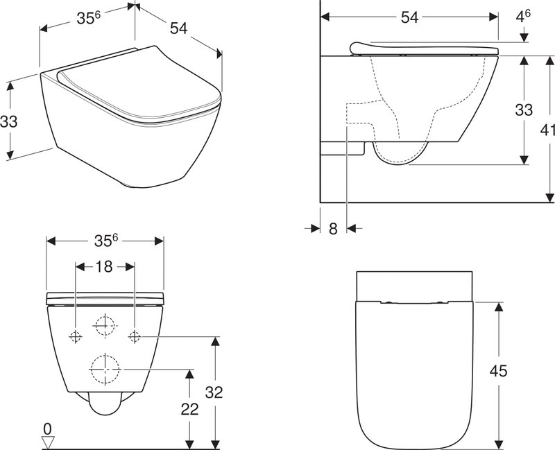 Унитаз подвесной Geberit Smyle Square 500.683.01.1