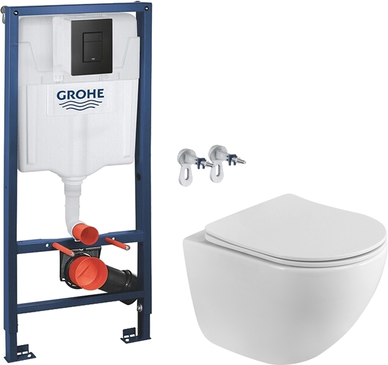 Комплект 2 в 1 Унитаз подвесной BelBagno Libero BB11051CH-TOR/SC + Инсталляция с кнопкой Grohe Solido 38811KF0