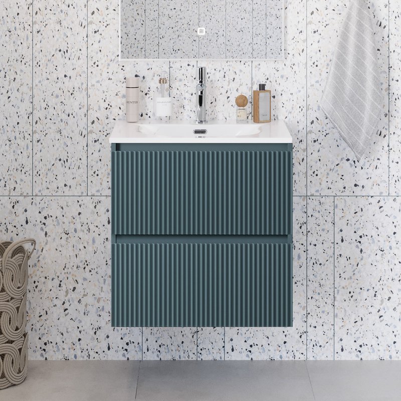 Тумба под раковину без столешницы BelBagno Uno-mini 50 подвесная, 2 ящика, матовая голубая