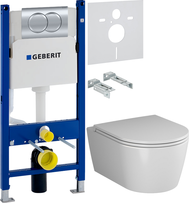 Комплект 3 в 1 Унитаз подвесной AM.PM Func C8F1700SC + Инсталляция с кнопкой Geberit Duofix Delta 458.149.21.1 + Звукоизоляция 156.050.00.1