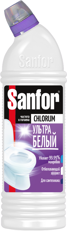 Универсальное моющее средство Sanfor WC Gel Chlorum Ультра белый, 0,75 л