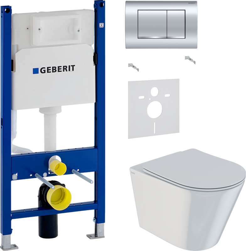 Комплект 3 в 1 Унитаз подвесной IDDIS Calipso CALRDSEI25 + Звукоизоляция Geberit 156.050.00.1 + Инсталляция с кнопкой Duofix Delta 458.163.21.1