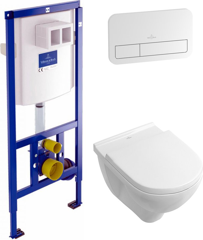 Комплект 3 в 1 Унитаз подвесной Villeroy & Boch O.Novo 5660 H101 + Кнопка Viconnect 9224 9068 + Инсталляция 9224 6100