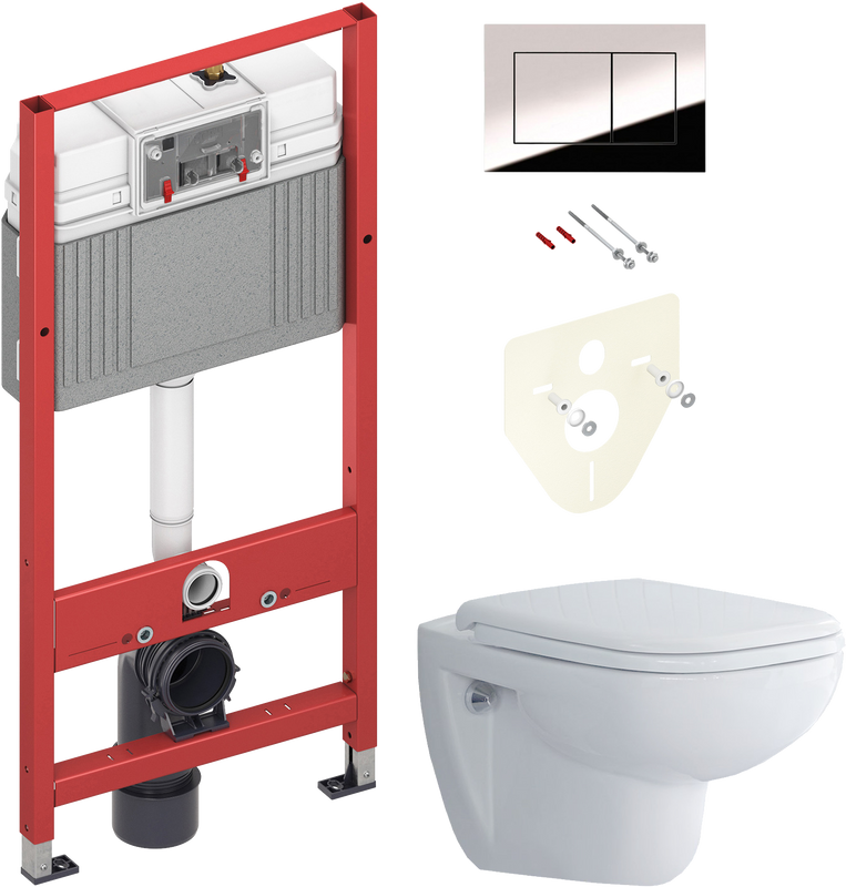 Комплект 2 в 1 Унитаз подвесной Duravit D-code 45700900A1 + Инсталляция с кнопкой TECE Now 9400412