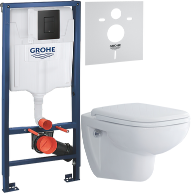 Комплект 3 в 1 Унитаз подвесной Duravit D-code 45700900A1 + Инсталляция с кнопкой Grohe Solido 38811KF0 + Звукоизоляция 37131000