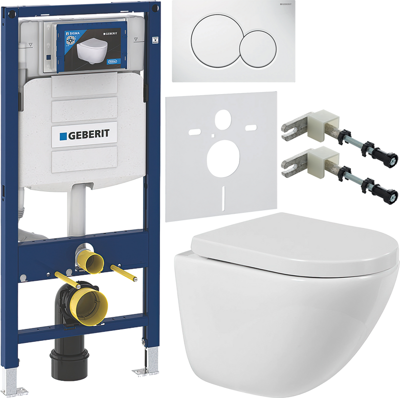 Комплект 6 в 1 Унитаз подвесной BelBagno Amanda BB051CHR безободковый + Крышка Norma BB865SC с микролифтом + Инсталляция Geberit Duofix UP 320 111.300.00.5 + Кнопка Sigma 01 115.770.11.5 + Крепления 111.815.00.1 к стене + Звукоизоляция 156.050.00.1