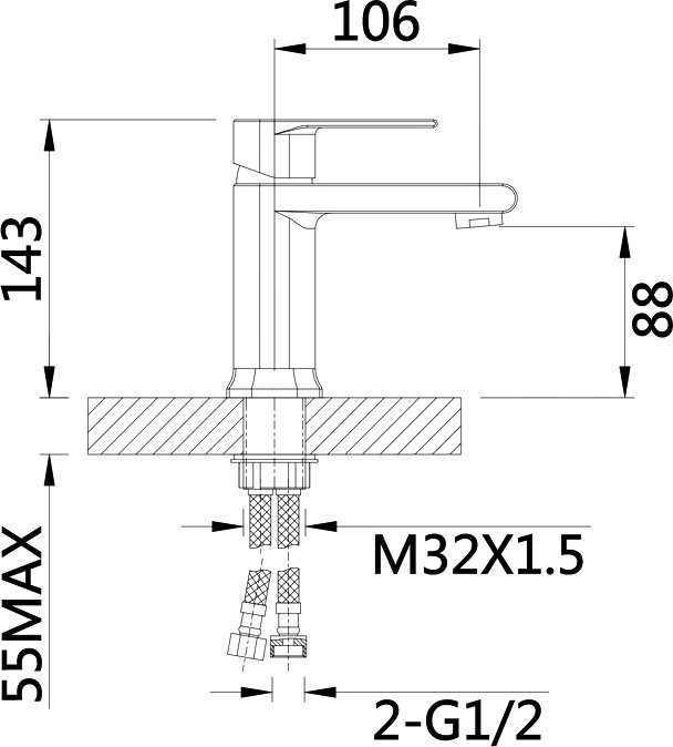 Смеситель для раковины D-lin 363-C D110363-C, белый