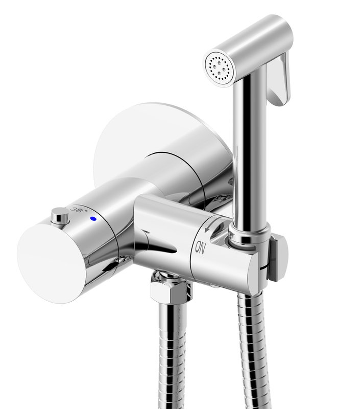 Гигиенический душ Allen Brau Thermo Rund 5.60001-00, со смесителем, С ВНУТРЕННЕЙ ЧАСТЬЮ, хром