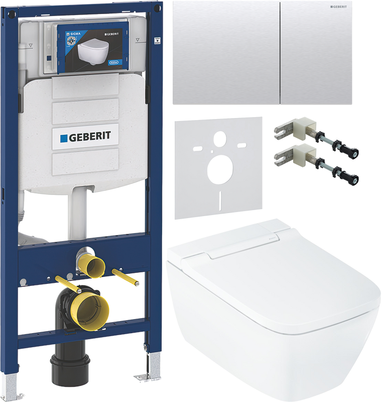 Комплект 5 в 1 Умный унитаз Geberit AquaClean Sela Square + Инсталляция Duofix UP 320 111.300.00.5 + Кнопка Sigma 70 115.622.FW.1 + Звукоизоляция 156.050.00.1 + Крепления 111.815.00.1 к стене