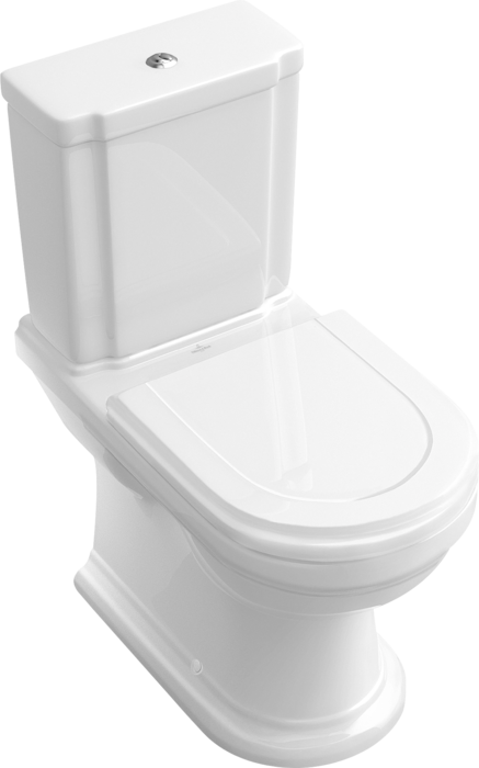 Унитаз-компакт напольный Villeroy & Boch Hommage 666210R1 772111R1 с микролифтом, альпийский белый, петли латунь