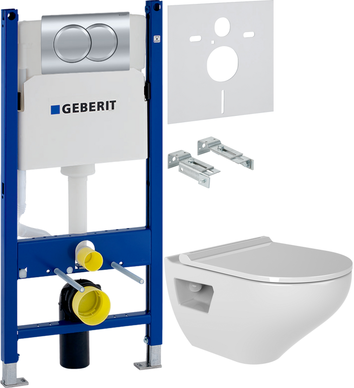 Комплект 3 в 1 Унитаз подвесной Bien Ion IOKA050N2VP1W5000 + Инсталляция с кнопкой Geberit Duofix Delta 458.149.21.1 + Звукоизоляция 156.050.00.1