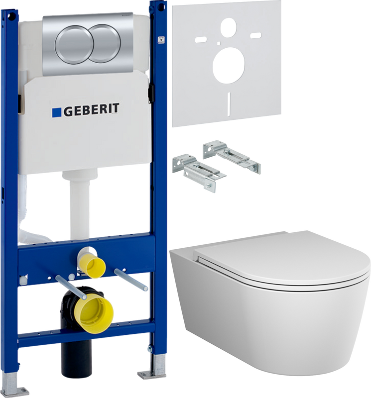 Комплект 3 в 1 Унитаз подвесной AM.PM Func C8F1701MWSC + Инсталляция с кнопкой Geberit Duofix Delta 458.149.21.1 + Звукоизоляция 156.050.00.1