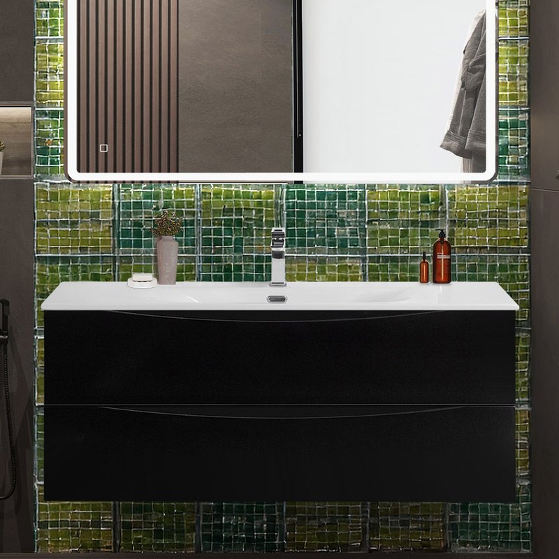Тумба под раковину без столешницы BelBagno Marino-cer-n 120 подвесная, nero lucido