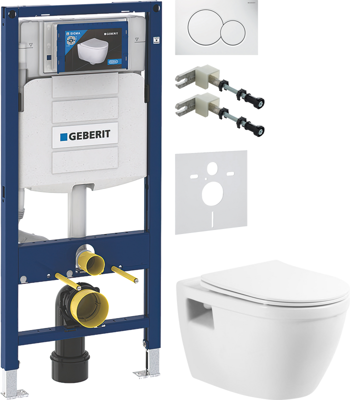 Комплект 5 в 1 Унитаз подвесной BelBagno Loto BB070CHR/SC + Крепления Geberit Duofix 111.815.00.1 к стене + Звукоизоляция 156.050.00.1 + Инсталляция UP 320 111.300.00.5 + Кнопка Sigma 01 115.770.11.5