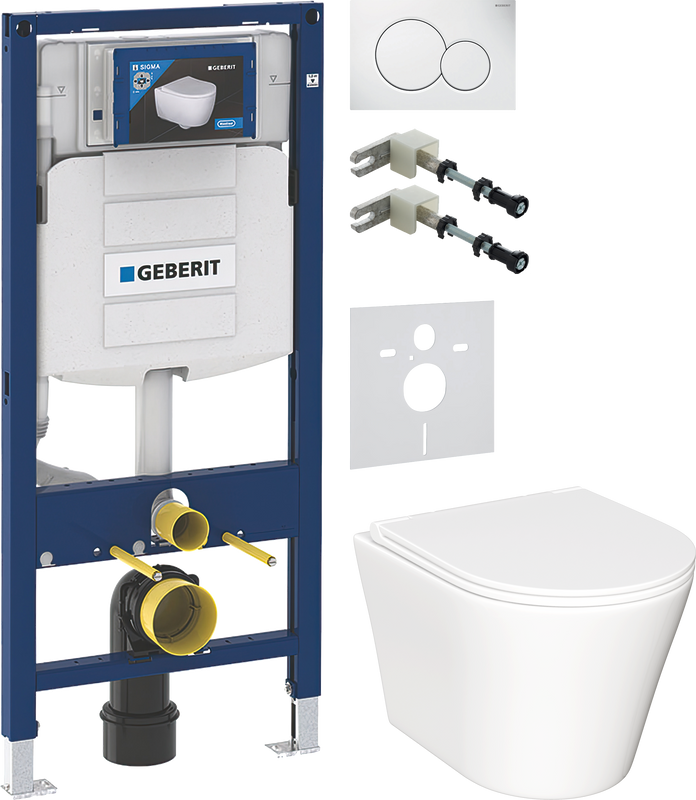 Комплект 5 в 1 Унитаз подвесной Ceramicanova Forma CN3011 + Крепления Geberit Duofix 111.815.00.1 к стене + Звукоизоляция 156.050.00.1 + Инсталляция UP 320 111.300.00.5 + Кнопка Sigma 01 115.770.11.5