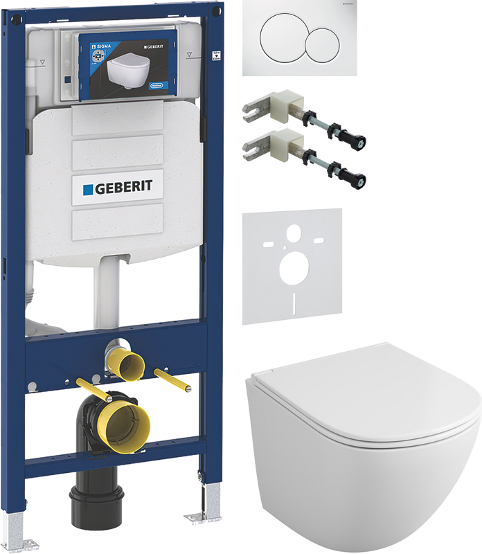 Комплект 5 в 1 Унитаз подвесной Owl 1975 Vind TOWLT190302 + Крепления Geberit Duofix 111.815.00.1 к стене + Звукоизоляция 156.050.00.1 + Инсталляция UP 320 111.300.00.5 + Кнопка Sigma 01 115.770.11.5