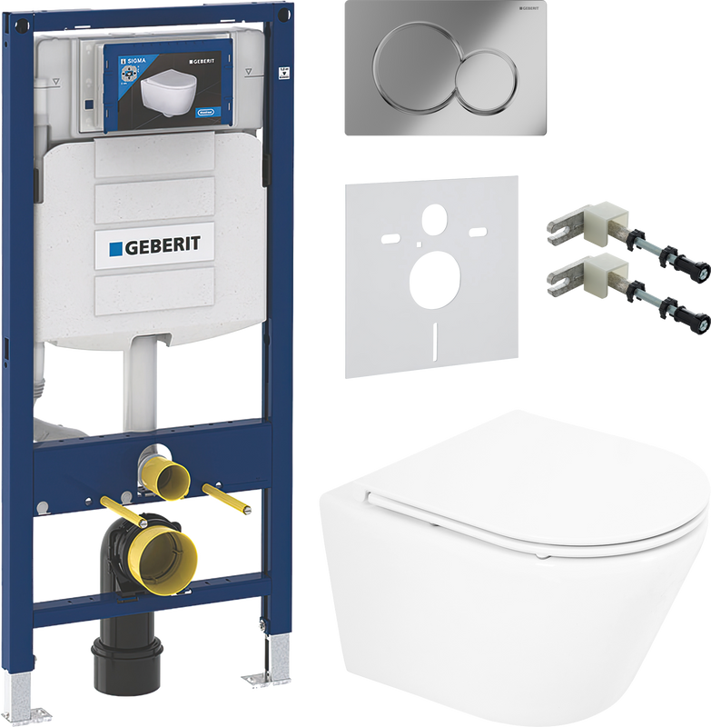 Комплект 5 в 1 Унитаз подвесной BelBagno Tre BB8001CHR/SC + Инсталляция Geberit Duofix UP 320 111.300.00.5 + Кнопка Sigma 01 115.770.21.5 + Звукоизоляция 156.050.00.1 + Крепления 111.815.00.1 к стене