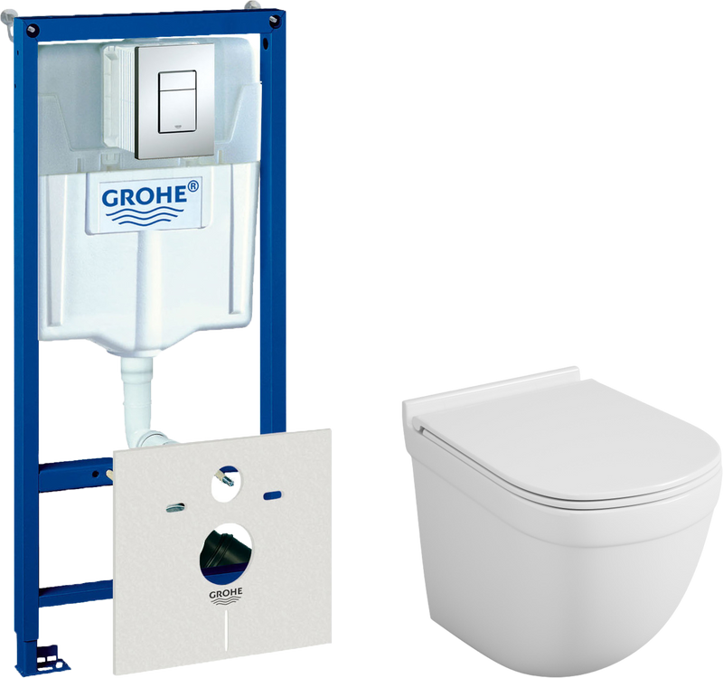 Комплект Унитаз подвесной Owl 1975 Eld TOWLT190101 безободковый + Инсталляция Grohe Rapid SL 38772001 3 в 1 с кнопкой смыва + Шумоизоляция 37131000