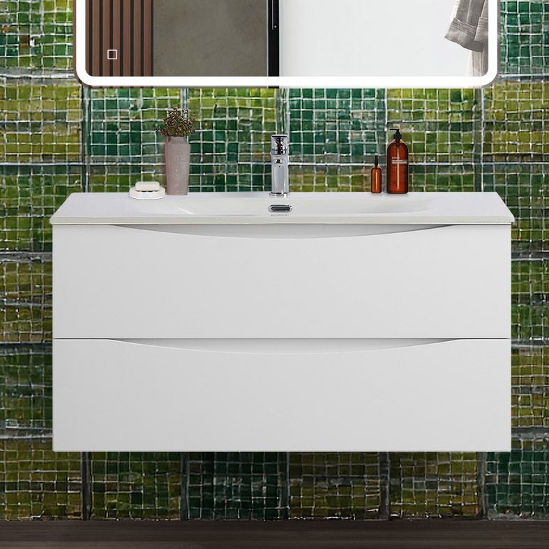 Тумба под раковину без столешницы BelBagno Marino-cer-n 100 подвесная, bianco lucido
