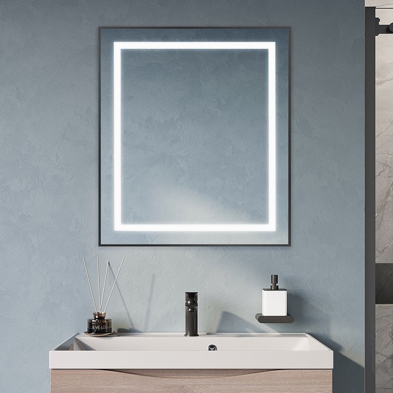 Зеркало BelBagno Kraft 70x80, с подсветкой, черное