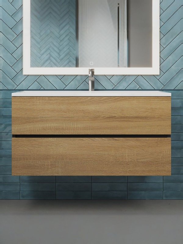 Тумба под раковину без столешницы Uperwood Barsa 100 подвесная, черная, дуб сонома