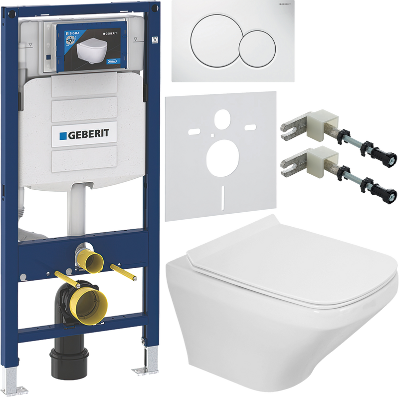 Комплект 6 в 1 Унитаз подвесной BelBagno Sela BB3201CHR белый + Крышка BB3201SC белая + Инсталляция Geberit Duofix UP 320 111.300.00.5 + Кнопка Sigma 01 115.770.11.5 + Крепления 111.815.00.1 к стене + Звукоизоляция 156.050.00.1