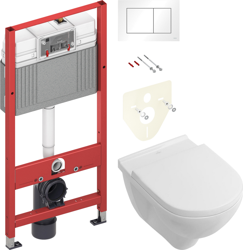 Комплект 2 в 1 Унитаз подвесной Villeroy & Boch O.Novo 5660HR01 + Инсталляция с кнопкой TECE Base 9400413
