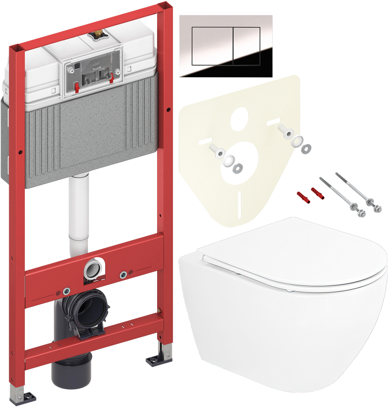 Комплект 3 в 1 Унитаз подвесной Cezares Stylus CZR-6601-TH-TOR + Крышка CZR-2316-SC с микролифтом + Инсталляция с кнопкой TECE Now 9400412