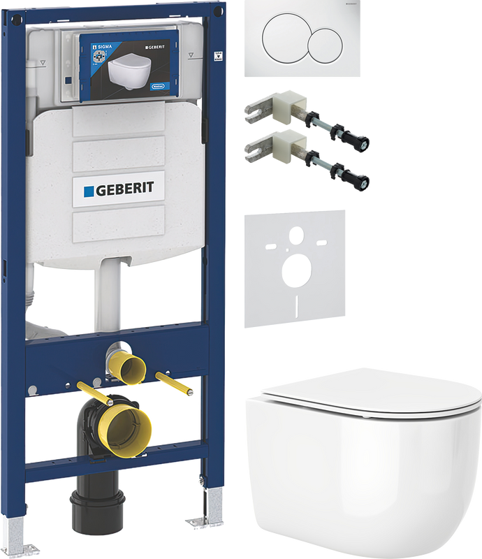Комплект 5 в 1 Унитаз подвесной Ceruttispa Oglio Aria 8909 + Крепления Geberit Duofix 111.815.00.1 к стене + Звукоизоляция 156.050.00.1 + Инсталляция UP 320 111.300.00.5 + Кнопка Sigma 01 115.770.11.5